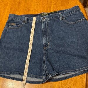 Ladies Eddie Bauer Dark Blue Denim Shorts—size 20